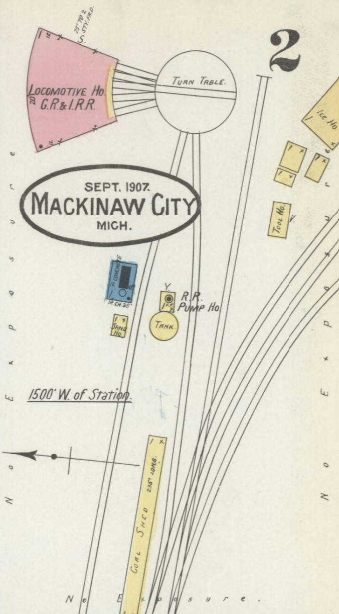 Original GR&I roundhouse at Mackinaw City